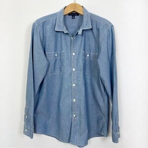 Tommy Hilfiger Men’s Blue Cotton Casual Button Down‎ Shirt Size X-Large